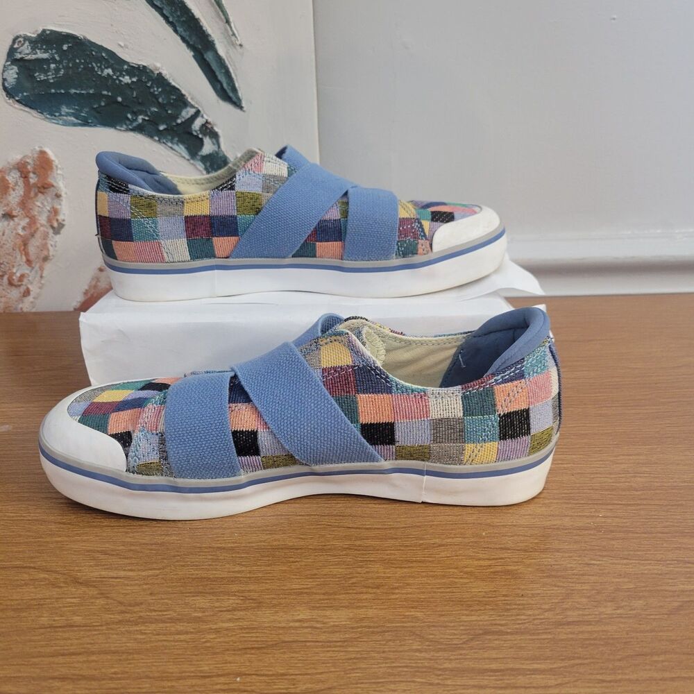 KEEN Size 8 Slip On Flats Checkered Multi Color Sneakers Elastic Ban Closure - Picture 2 of 8